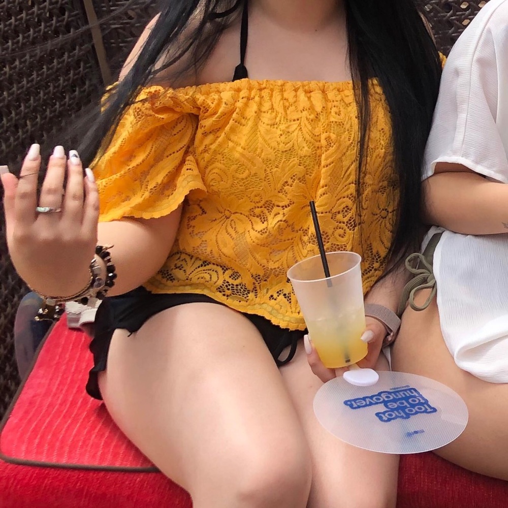 Yellow floral crop top